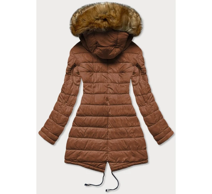 Čierno-karamelová obojstranná dámska zimná bunda (m-21508)