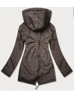 Tmavo modro-hnedá obojstranná dámska bunda parka (XW581BIGX)