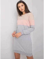 Béžová/ružová/sivá trojfarebná dámska dlhá mikina s vreckami (5869) Béžová/ružová/sivá trojfarebná dámska dlhá mikina s vreckami (5869)