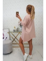 Oversize blúzka s potlačou dúhových pier tmavo púdrovo ružová Oversize blúzka s potlačou dúhových pier tmavo púdrovo ružová