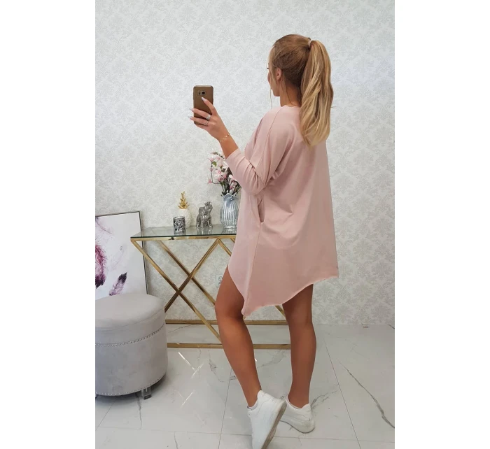 Oversize blúzka s potlačou dúhových pier tmavo púdrovo ružová Oversize blúzka s potlačou dúhových pier tmavo púdrovo ružová