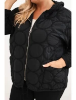 Dámske Plus veľkosť bavlnená mikina na zips čierna