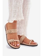 Dámské Pantofle S Přezkami Béžové model 21700025 - Boto