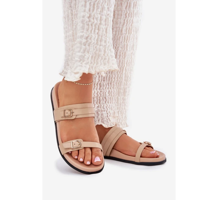 Dámské Pantofle S Přezkami Béžové model 21700025 - Boto