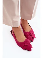 Kožené semišové sandály na plochém podpatku s ozdobným květem Vinceza 66951 Fuksie