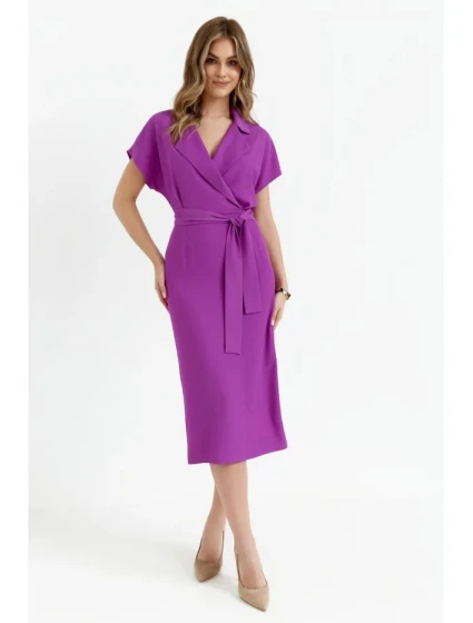 Košilové šaty s páskem model 21889938 levandulová - STYLOVE Košilové šaty s páskem model 21889938 levandulová - STYLOVE