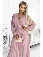 Plisované šaty 414-2 KLARA staroružové - Numoco