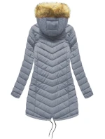 Tmavomodro-šedá obojstranná dámska zimná bunda s kapucňou (w214big) Tmavomodro-šedá obojstranná dámska zimná bunda s kapucňou (w214big)