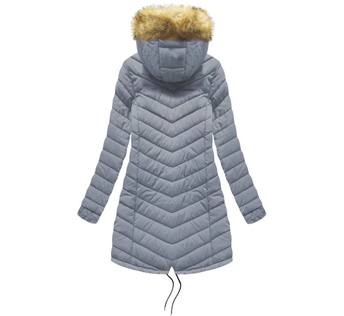 Tmavomodro-šedá obojstranná dámska zimná bunda s kapucňou (w214big) Tmavomodro-šedá obojstranná dámska zimná bunda s kapucňou (w214big)