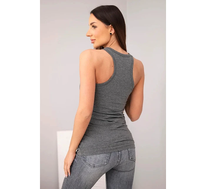 Dámske bavlnené tielko s okrúhlym výstrihom Graphite