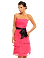 Spoločenské šaty korzetové značkové MAYAADI s mašľou a sukňou s volánmi ružové - Ružová - MAYAADI Spoločenské šaty korzetové značkové MAYAADI s mašľou a sukňou s volánmi ružové - Ružová - MAYAADI