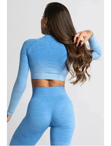 Dámský Crop-Top s krátkým rukávem Ombre - Gym Glamour