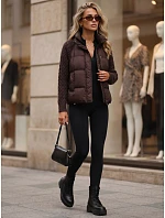 Dámska prešívaná péřová bunda s pletenými rukávmi, hnedá, FashionStreet TY5931