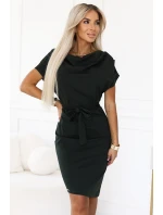 240-7 ROXI šaty s asymetrickou sukňou a opaskom - KHAKI 240-7 ROXI šaty s asymetrickou sukňou a opaskom - KHAKI