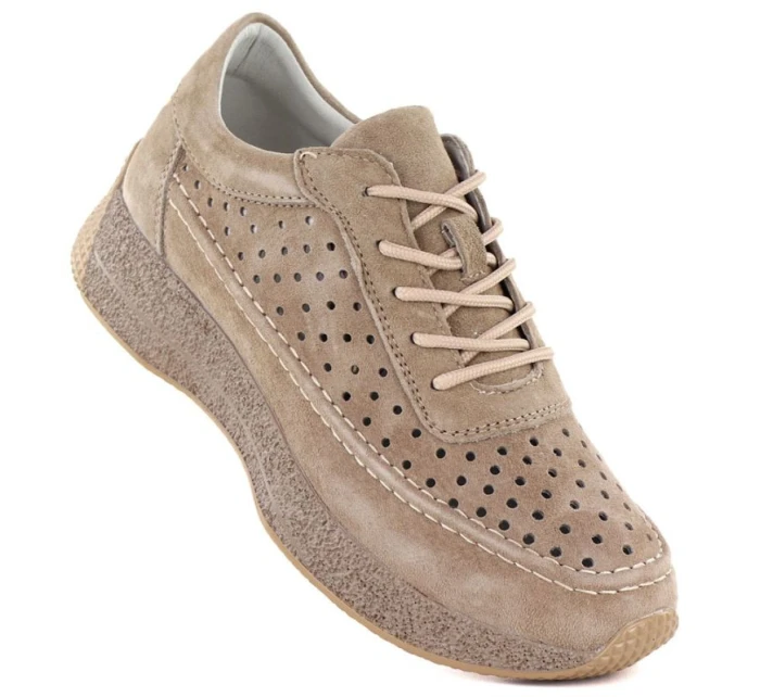 Skórzane damskie jasny Sergio model 22026034 - LEONE