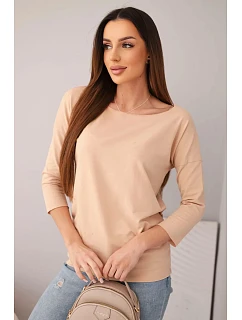 Dámska blúzka s lodičkovým výstrihom béžová