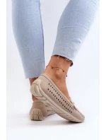 Mokasyny Damskie Ażurowe Z Ozdobą Beżowe Kaydance Mokasyny Damskie Ażurowe Z Ozdobą Beżowe Kaydance