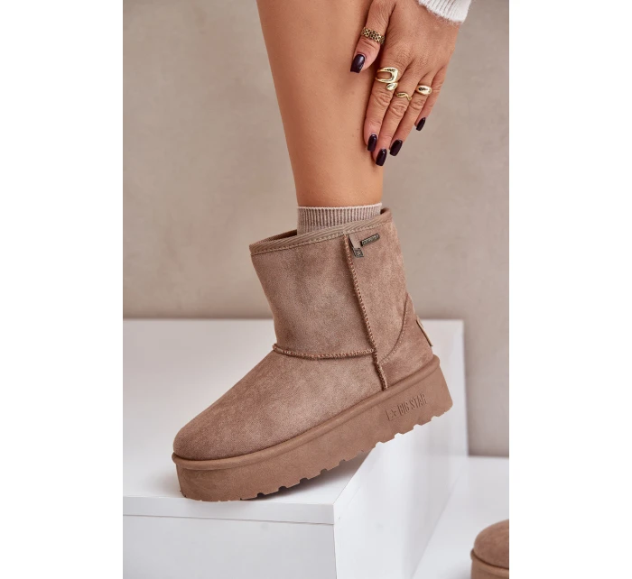 Wysokie Śniegowce Damskie Na Platformie Big Star OO274A097 Beżowe Wysokie Śniegowce Damskie Na Platformie Big Star OO274A097 Beżowe