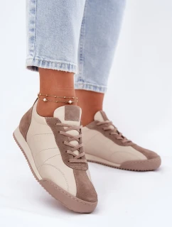 Dámské Kožené Sportovní Boty Béžové model 21694836 - Laura Messi