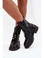 Zateplené dámské kotníkové boty s ozdobným šněrováním černé model 21715077 - Boto Zateplené dámské kotníkové boty s ozdobným šněrováním černé model 21715077 - Boto