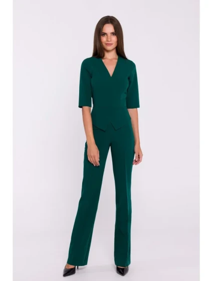 S377 Peplum overal - zelený