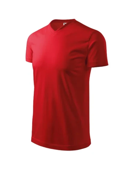 Ťažké tričko s výstrihom do V unisex červené
