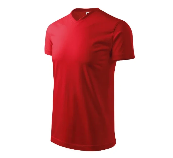 Heavy V-neck tričko unisex červená