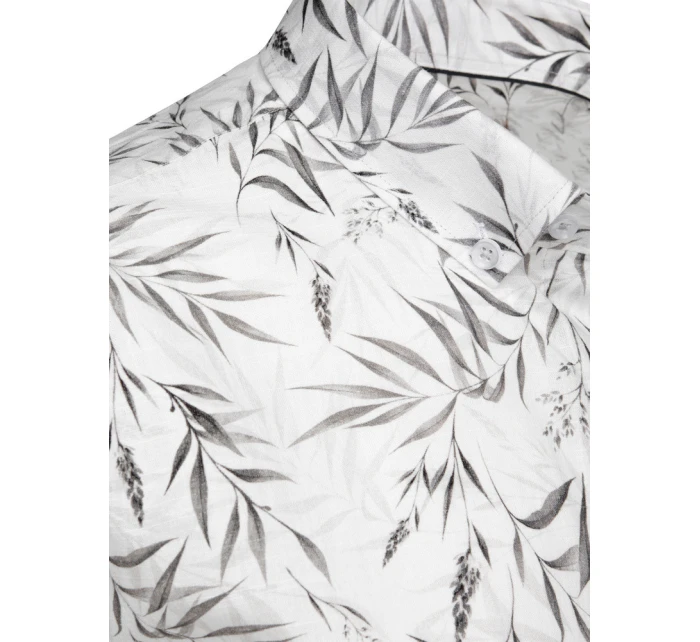 Pánska biela košeľa s listami FashionStreet DX2638