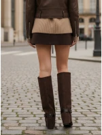 Dámské semišové kozačky na jehlovém podpatku hnědé Dstreet model 21992462 - FashionStreet