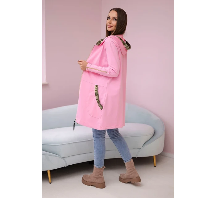 Mikina s ozdobnou stuhou světle růžová