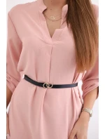 Šaty s dlhším chrbtom a pásom púdrovo ružové Šaty s dlhším chrbtom a pásom púdrovo ružové