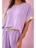 Viskózová súprava so zlatým lemovaním svetlo fialová Viskózová súprava so zlatým lemovaním svetlo fialová
