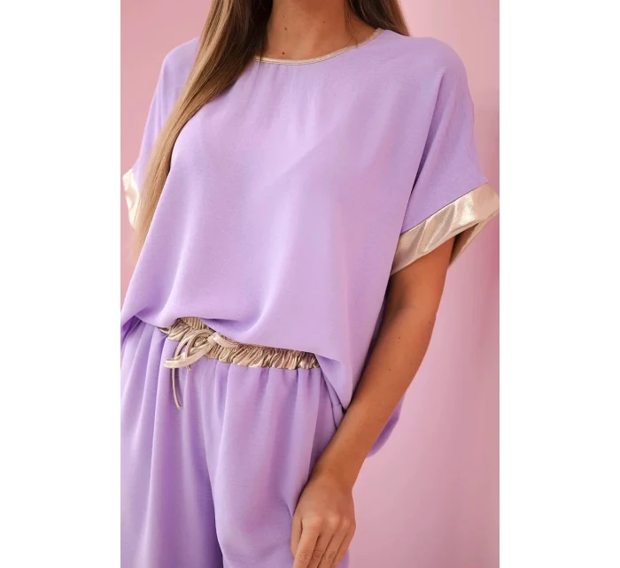 Viskózová súprava so zlatým lemovaním svetlo fialová Viskózová súprava so zlatým lemovaním svetlo fialová