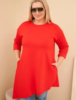 Dámská sukýnka Plus Size z viskózy s volným střihem a dlouhým rukávem červená