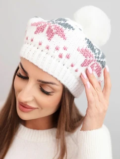 Dámská zimní čepice vlněná s krystaly a vzorem model 21859305 mocca - K-Fashion