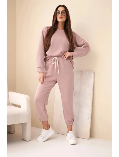 Komplet teplákové + kalhoty máslová látka tmavě růžová