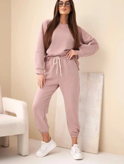 Súprava tepláky + nohavice maslová tkanina tmavoružová