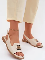 Dámske sandále na nízkom podpätku so zdobením S.Barski KV61-6037 Cream