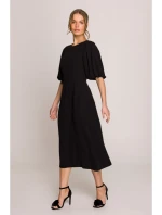 S399 Šaty s puzdrovými rukávmi - čierne