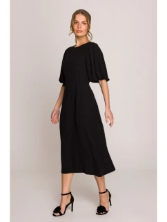 S399 Šaty s puzdrovými rukávmi - čierne