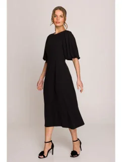 model 20966254 Šaty s puff rukávy černé - STYLOVE