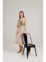 S409 Priliehavé košeľové šaty - béžové