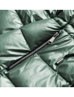 Dámska obojstranná bunda v zelenej metalíze (b8070-10)