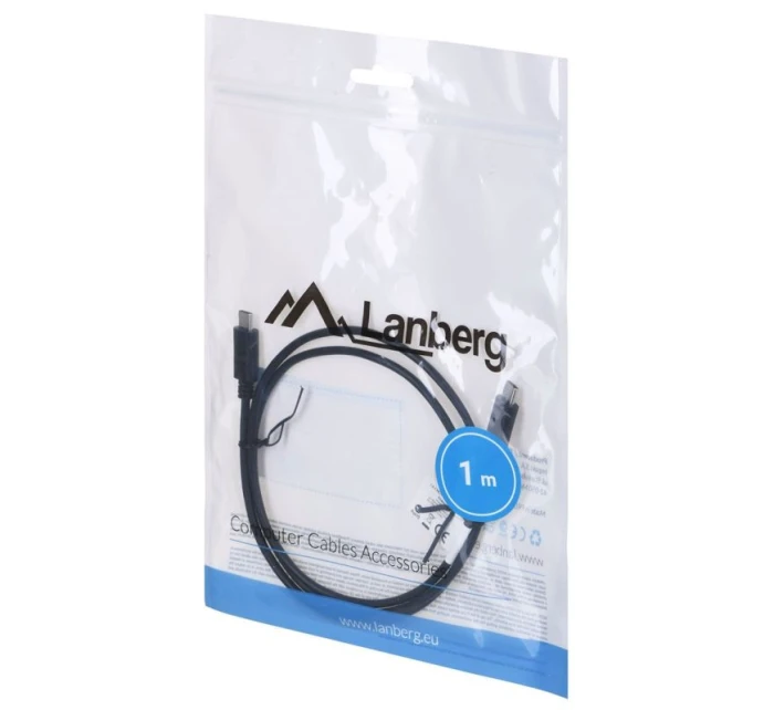Kábel Lanberg CA-CMCM-10CU-0010-BK (USB typ C - USB typ C ; 1 m; farba čierna)