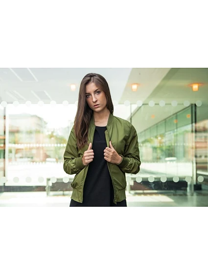BY 044 Dámská bomber bunda model 22415699 dark olive - Build your Brand BY 044 Dámská bomber bunda model 22415699 dark olive - Build your Brand