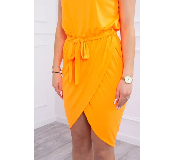 Šaty s obálkou dole oranžové neónové