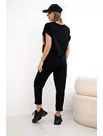Súprava bavlnená blúzka + nohavice čierna