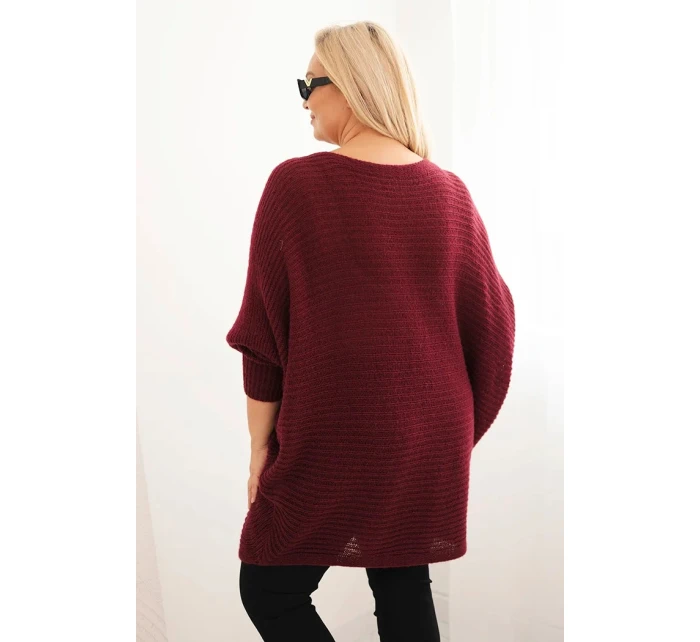 Dámsky sveter s mohérovým pončom v bordovej farbe Dámsky sveter s mohérovým pončom v bordovej farbe