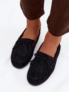 Dámské mokasíny s třásněmi černé model 21919027 - Boto