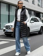 Dámska prešívaná vesta s kapucňou TY5255 čierna - FashionStreet